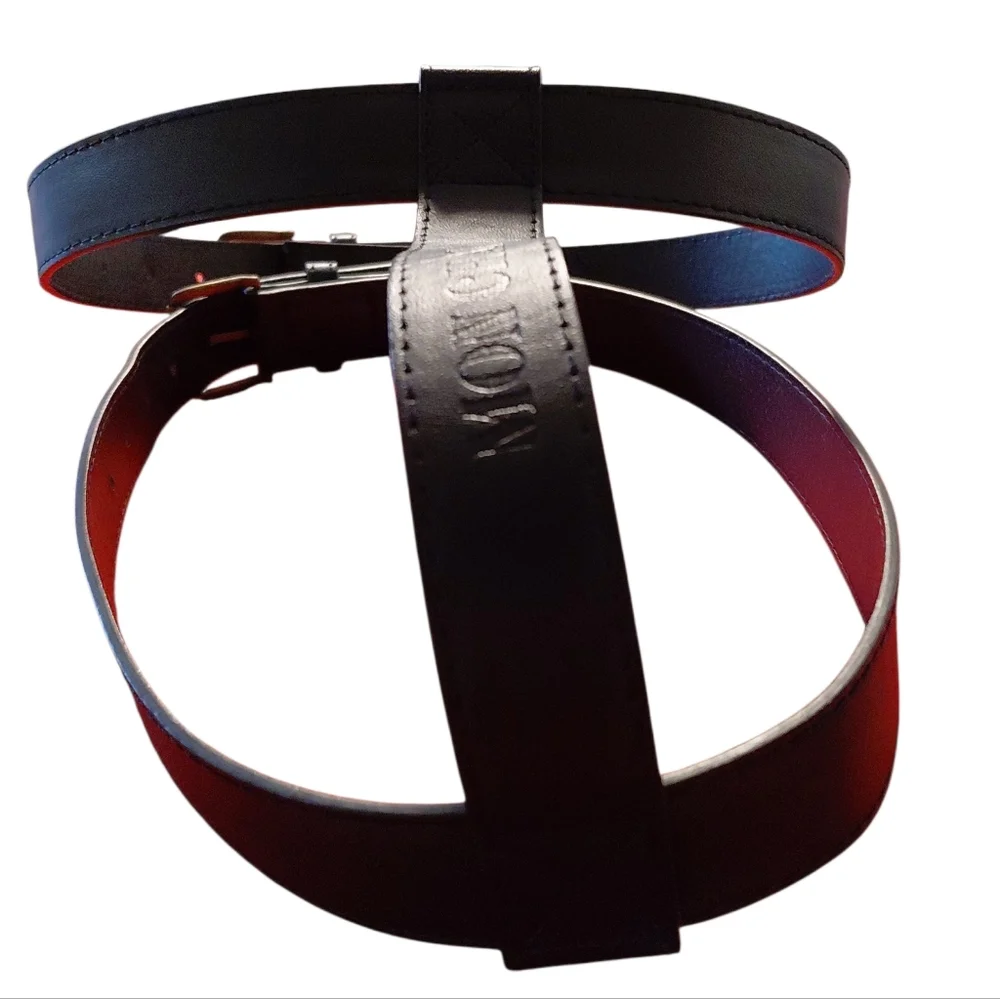 Mon Chateau Black Blanket Belt Strap Harness Carrier Double Buckle Vegan Leather